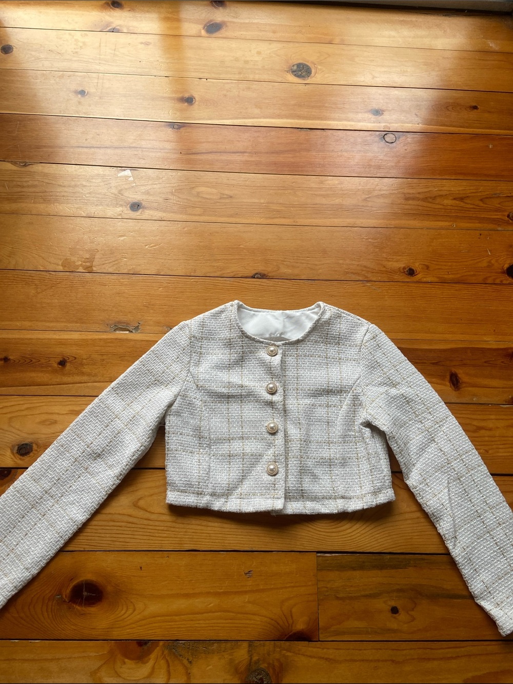 Cream and Gold Cropped Blazer, EUC, Size XS